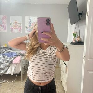 Black and White Striped Crop Top
